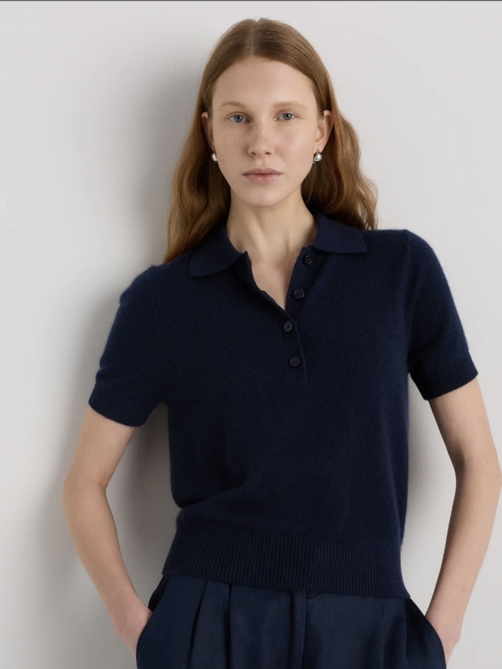NWT QUINCE Mongolian Cashmere Short Sleeve Polo SIZE M